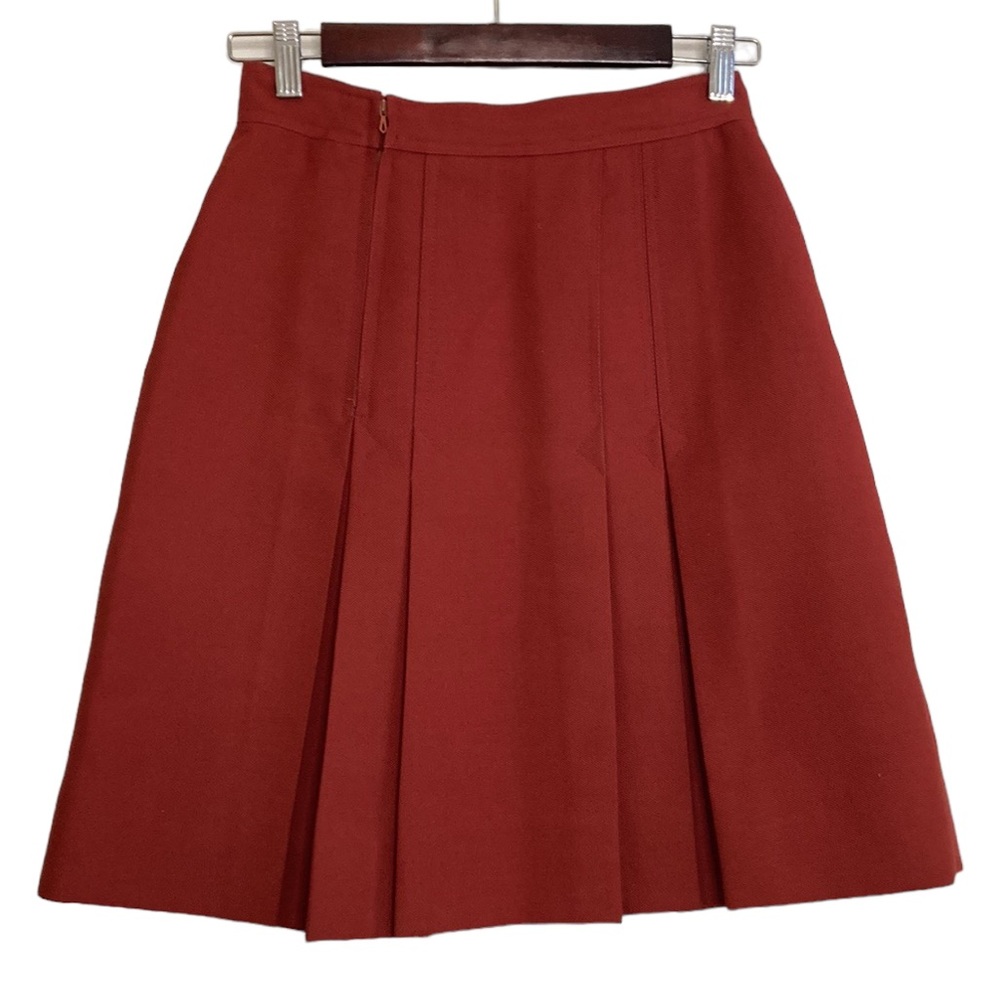 Vintage Skirt Womens Small Brick Red Wool Pleated Mini A Line Made in France